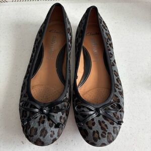 Clarks soft wear wide fit Women's Leopard Print Ballet Flats size UK 6.5